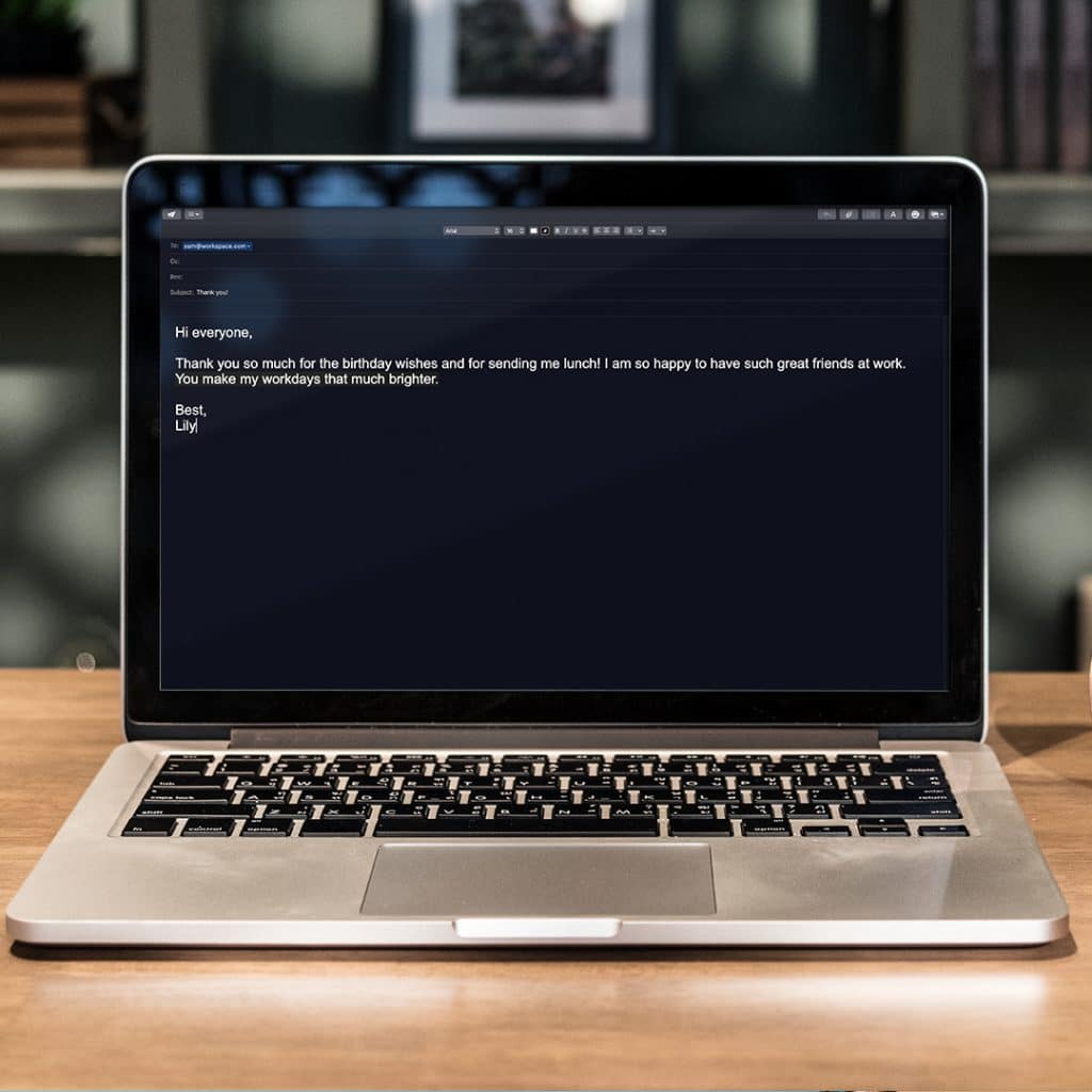 email birthday thank you